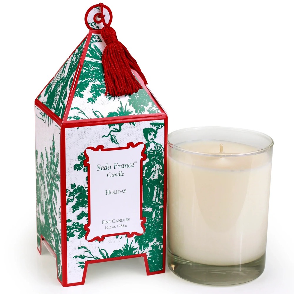 Seda France Holiday Classic Toile Pagoda Box‎ Candle Holiday Pine 10.2oz NIB